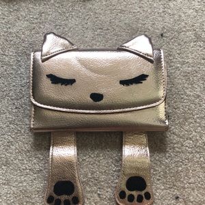 Metallic gold cat wallet